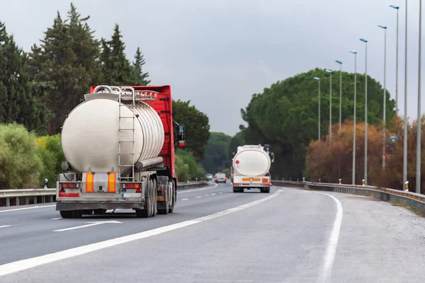 Tanker Trucks Driving Highway — Stock Photo, Image