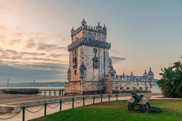 Belem Kulesi Museu Fighbatente Lisboa Bahçelerindeki Topçu Parçası — Stok fotoğraf