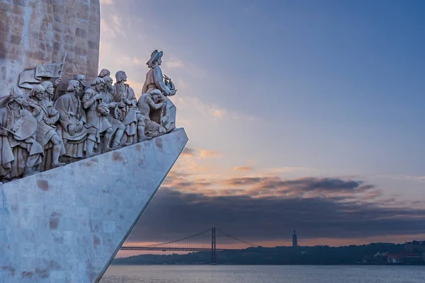 Κοντινό Πλάνο Του Δυτικού Προφίλ Του Μνημείου Των Ανακαλύψεων Λισαβόνα — Φωτογραφία Αρχείου