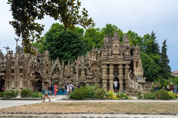 stock image Hauterives, France - August 05, 2022 : The Postman Cheval s Ideal Palace is a unique architectural wonder located in Hauterives, built by a postman named Ferdinand Cheval over 33 years (1879-1912).