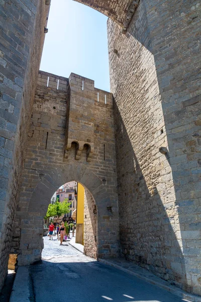 Morella Hiszpania Sierpnia 2022 Średniowieczne Mury Morelli Wspaniałym Przykładem Architektury — Zdjęcie stockowe