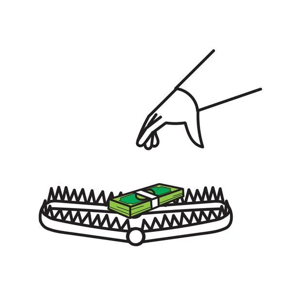 Рука Намальована Каракулі Гроші Пастка Ілюстрація Вектор — стоковий вектор