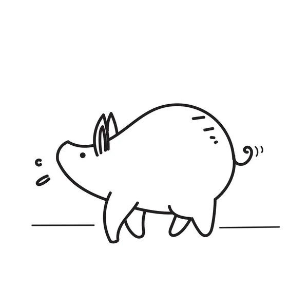 手描きのドードル豚動物イラストベクトル — ストックベクタ