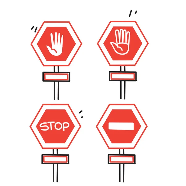 Ręcznie Rysowane Doodle Stop Znak Ilustracja Wektor — Wektor stockowy