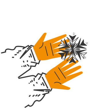 Elle çizilmiş karalamalı el kardan çizimler yapıyor.