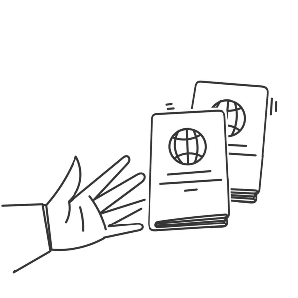 Handritad Klotter Hand Innehav Identitetshandling Pass Illustration — Stock vektor