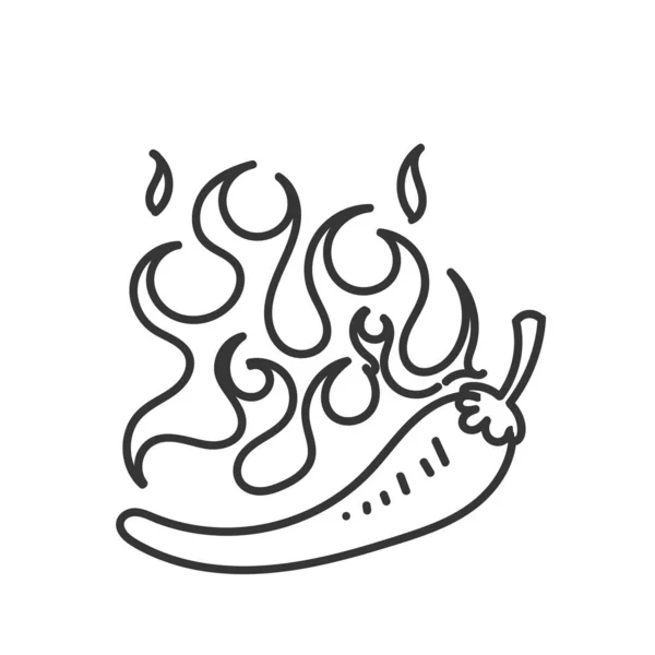 Ručně Kreslené Čmáranice Pálení Chilli Pepř Ilustrace — Stockový vektor