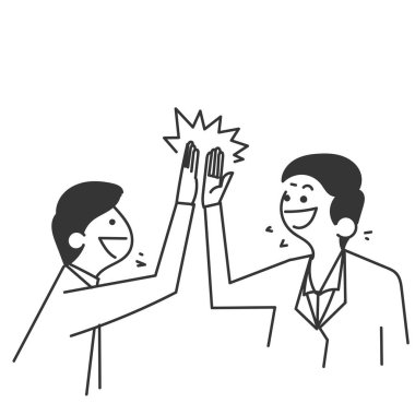 hand drawn doodle high five illustration vector