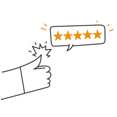 hand drawn doodle Giving Five Star Feedback review illustration vector