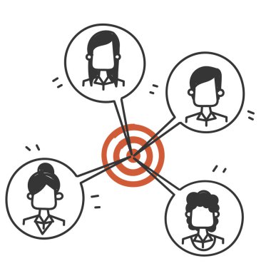 hand drawn doodle Target customer concept arrow illustration vector