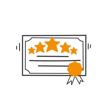 hand drawn doodle Icon of achievement certificate illustration