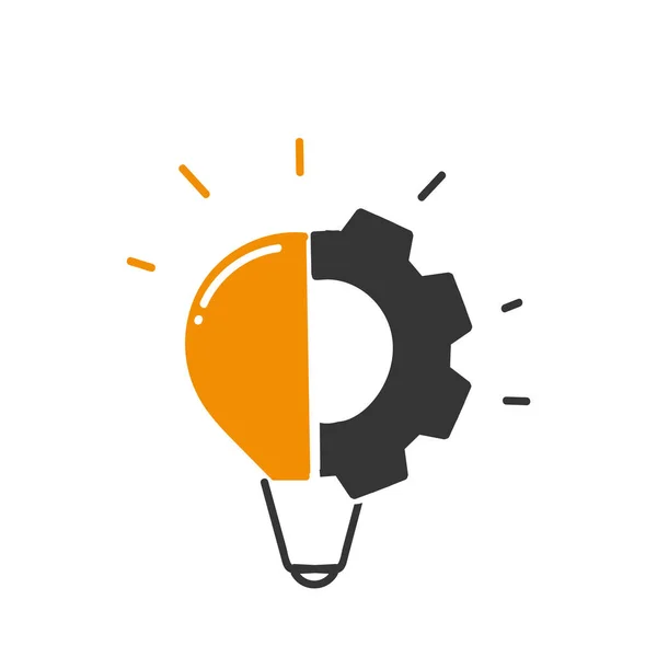 hand drawn doodle half light bulb and gear mechanism illustration vector isolated