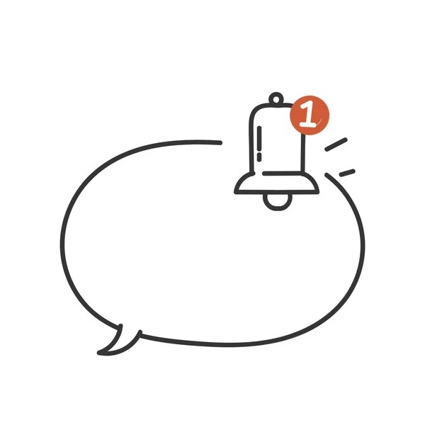 Hand Drawn Doodle Speech Bubble Ringing Bell Notification Vector Лицензионные Стоковые Иллюстрации