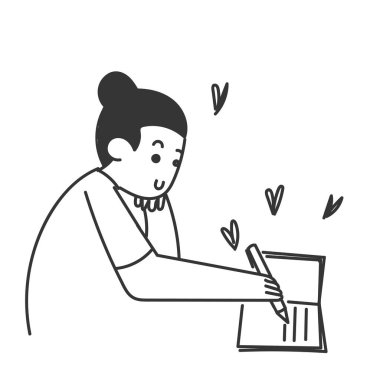 El çizimi kız günlük ya da günlük çizimi