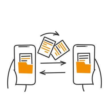 El çizimi doodle Aygıtlar simgesi arasında dizin dosyaları gönder