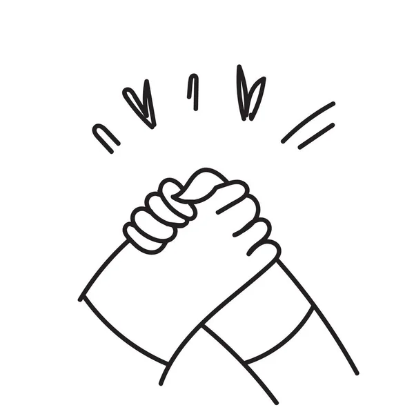 Ručně Kreslené Čmáranice Soul Bratr Handshake Ikona Ilustrace Kreslené — Stockový vektor