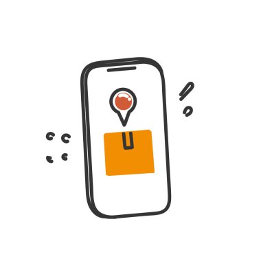 Taşınabilir illüstrasyonda el çizimi karalama çevrimiçi paket teslimatı