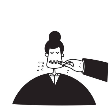 Fermuarlı ağızlı karikatürcü.