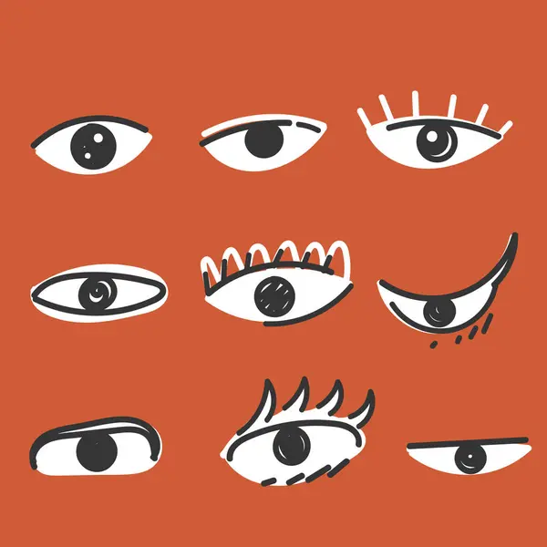 stock vector hand drawn doodle eyes illustration collection icon