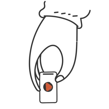 Elle çizilmiş dev el akıllı telefon çizimi