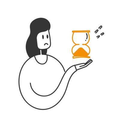 hand drawn doodle person holding hourglass illustration