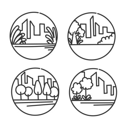 El çizimi karalama bahçesi parkı ve şehir illüstrasyon vektörü