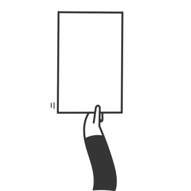 Elle çizilmiş karalama yapan kişi boş tutuyor. Pankart çerçevesini taklit ediyor.