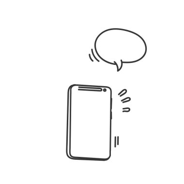 El çizimi karalama cep telefonu beyaz boş model