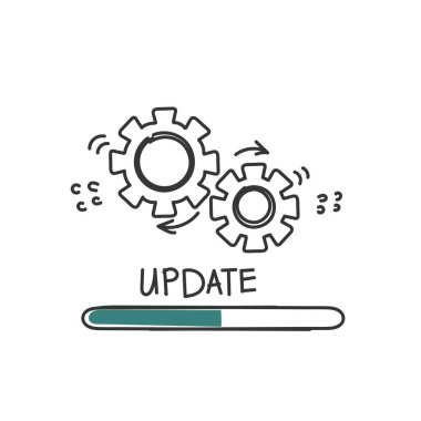 Elektronik aygıt illüstrasyonuna el çizimi karalama sistemi güncellemesi yükleniyor