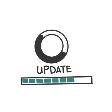 Elektronik aygıt illüstrasyonuna el çizimi karalama sistemi güncellemesi yükleniyor