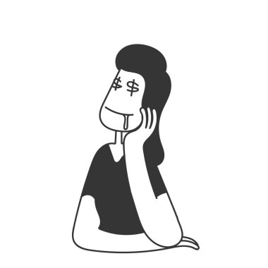 El çizimi karalama karakteri, dolar gözlü.