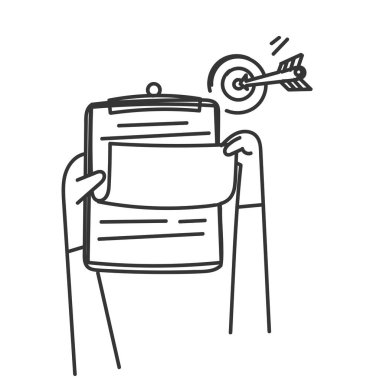 Pano belgesi ve dart tahtası okunun karalama çizilmiş hali