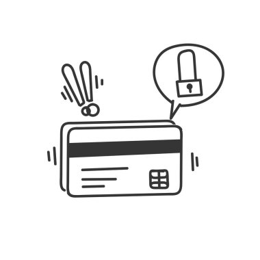 engellenmiş kredi kartı simgesi karalama el çizim biçimi