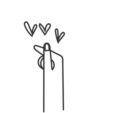 El çizimi karalama aşk Kore işaret işareti çizgi film tarzı