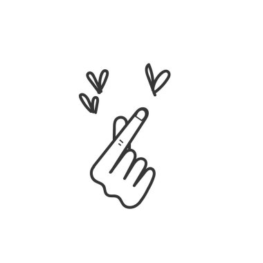 El çizimi karalama aşk Kore işaret işareti çizgi film tarzı