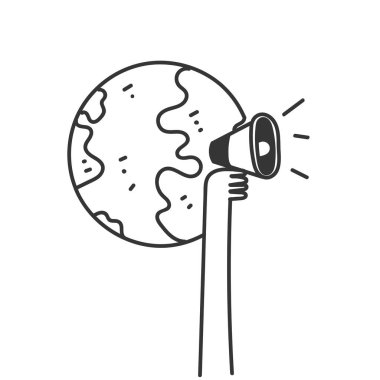 Yeryüzü megafonu karalama ikonu karikatürü