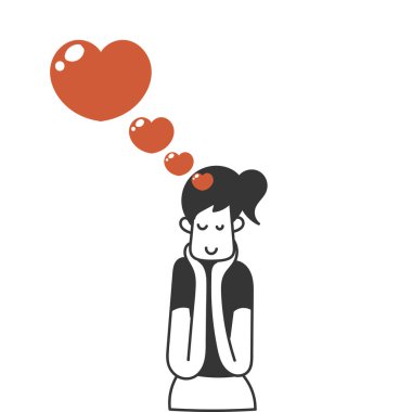 Karalama kadın, aşkın kafada olduğunu düşünür.