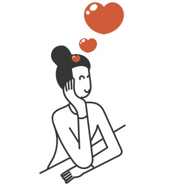 Karalama kadın, aşkın kafada olduğunu düşünür.