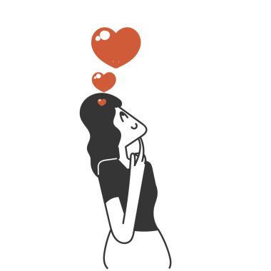 Karalama kadın, aşkın kafada olduğunu düşünür.