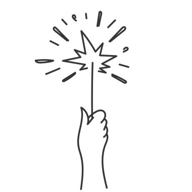 Elle çizilmiş havai fişekleri tutan karalamalar.