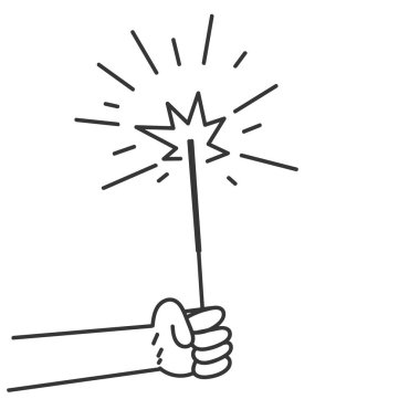 Elle çizilmiş havai fişekleri tutan karalamalar.