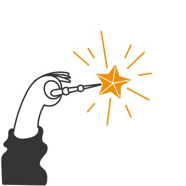 Sihirli değneği tutan el.