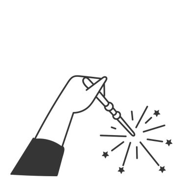 Sihirli değneği tutan el.