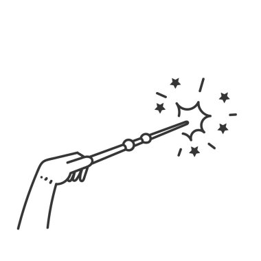 Sihirli değneği tutan el.