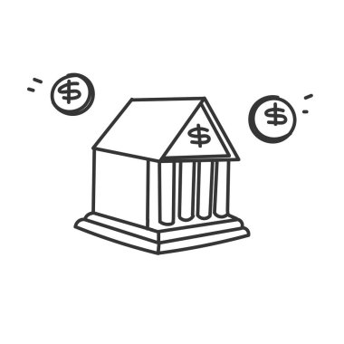 doodle banka binası simgesi çizimi