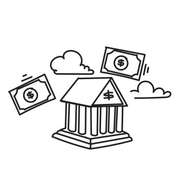 doodle banka binası simgesi çizimi