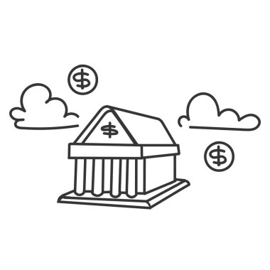 doodle banka binası simgesi çizimi