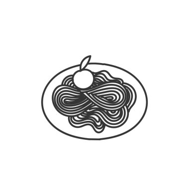 Elle çizilmiş leziz spagetti.