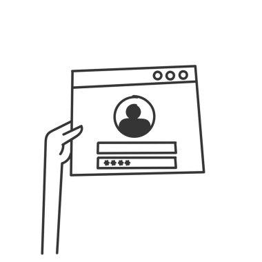 Karalama el çizimi kişi giriş formu sayfa çizgi film biçimi