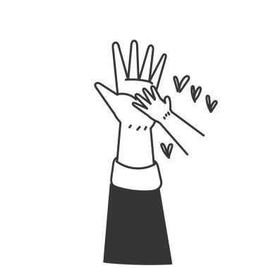 Bebek eli, karalama ikonu çizgi filminde annelerin elini tutmaya çalışır.